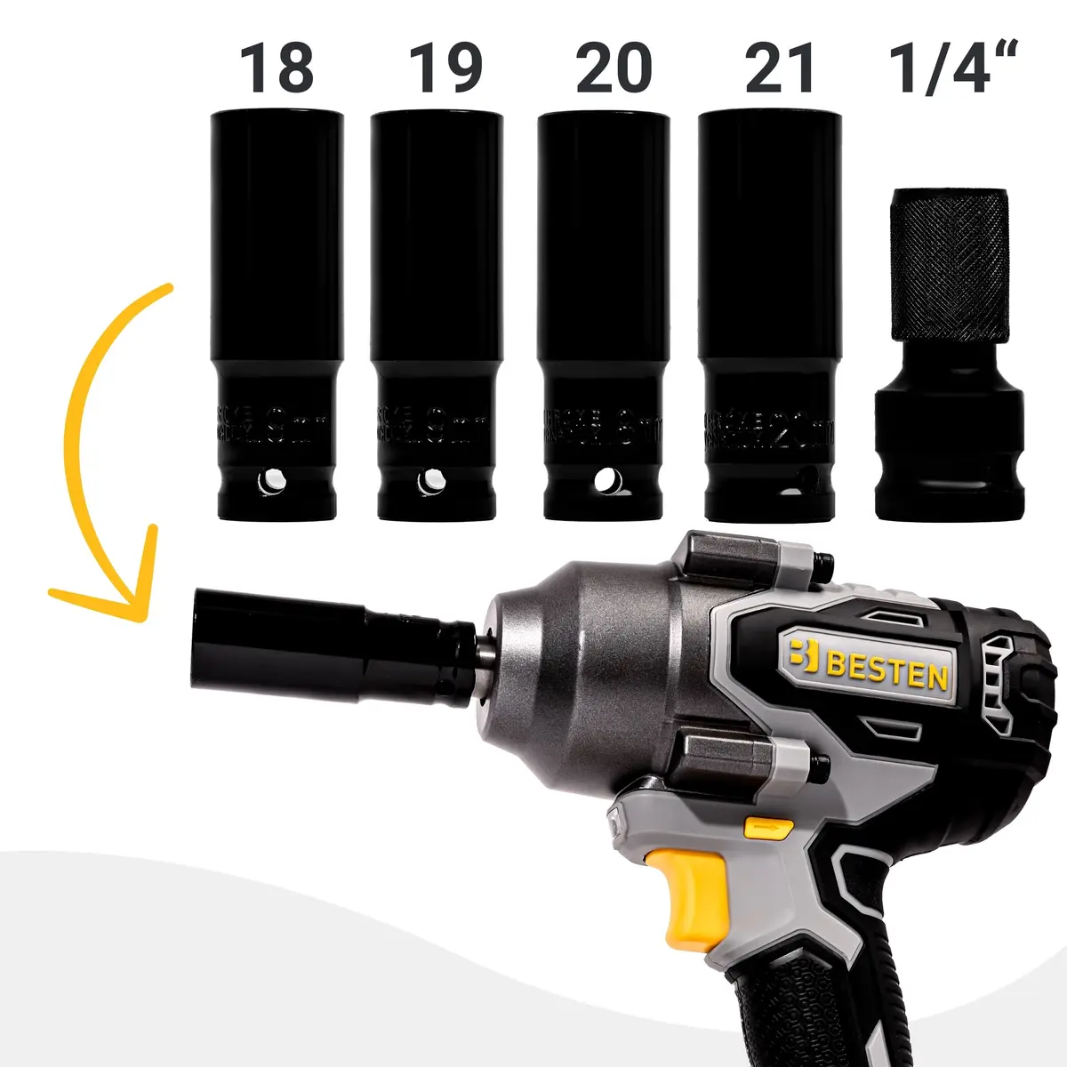 Klucz udarowy BESTEN BE0002892 - nasadki i akcesoria.